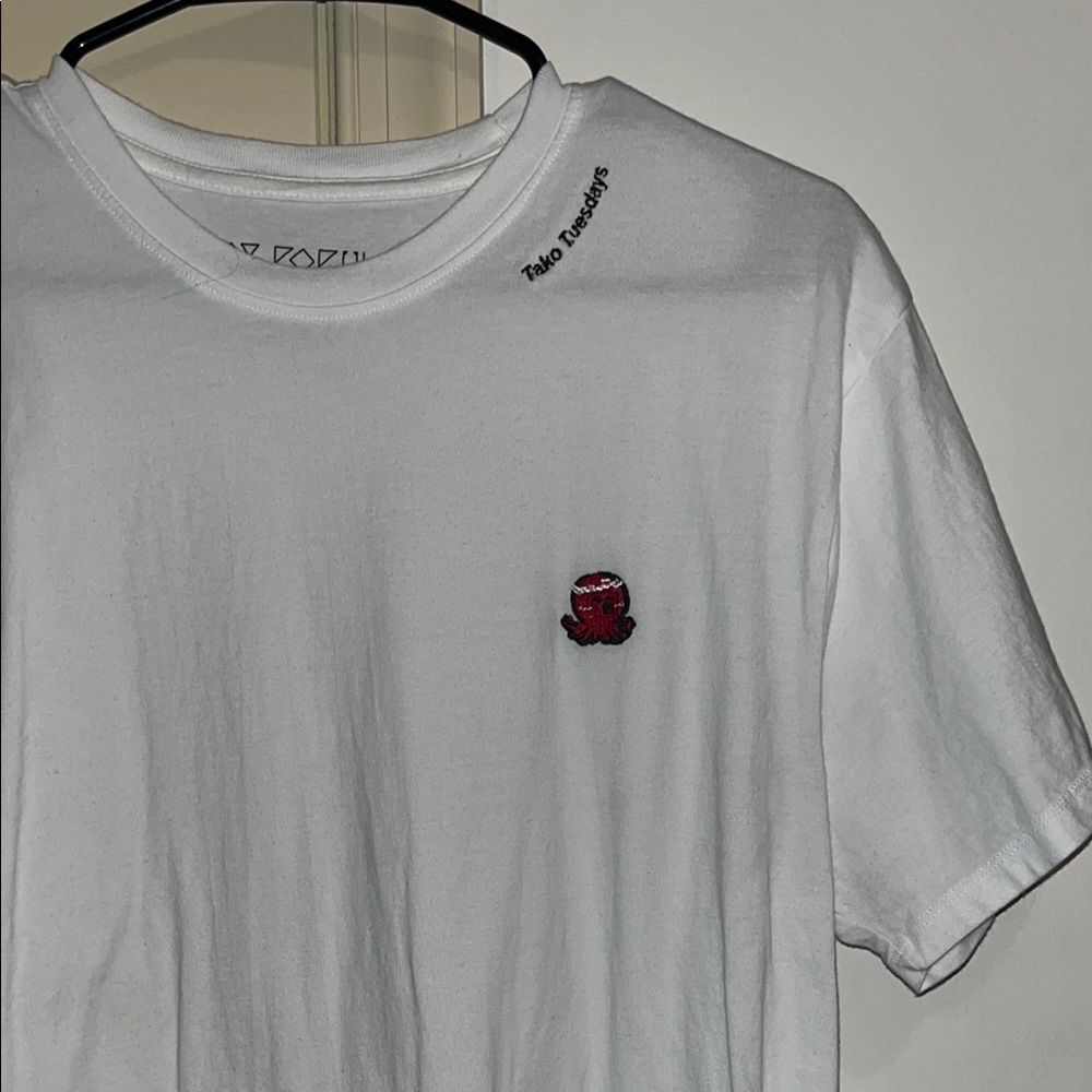 White Short Sleeve Tee with Subtle Embroidery